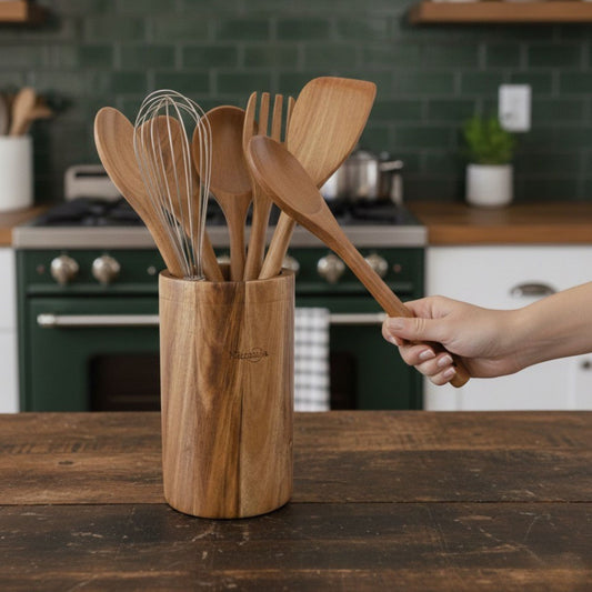 Acacia Wood Utensil Holder