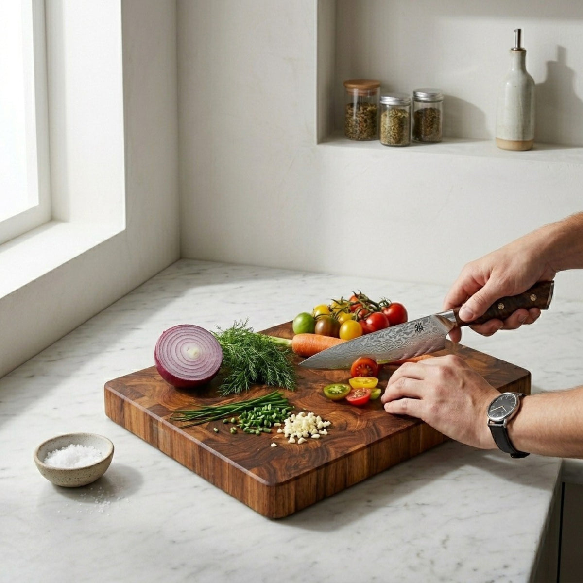 Reversible End-Grain Acacia Cutting & Serving Board