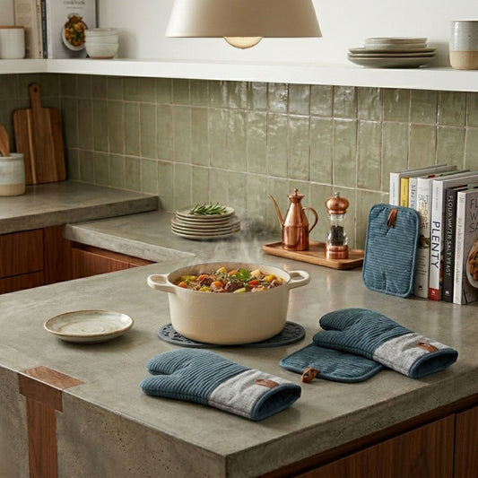7-Piece Kitchen Heat Protection Set (Oven Mitts, Potholders, and Trivets)