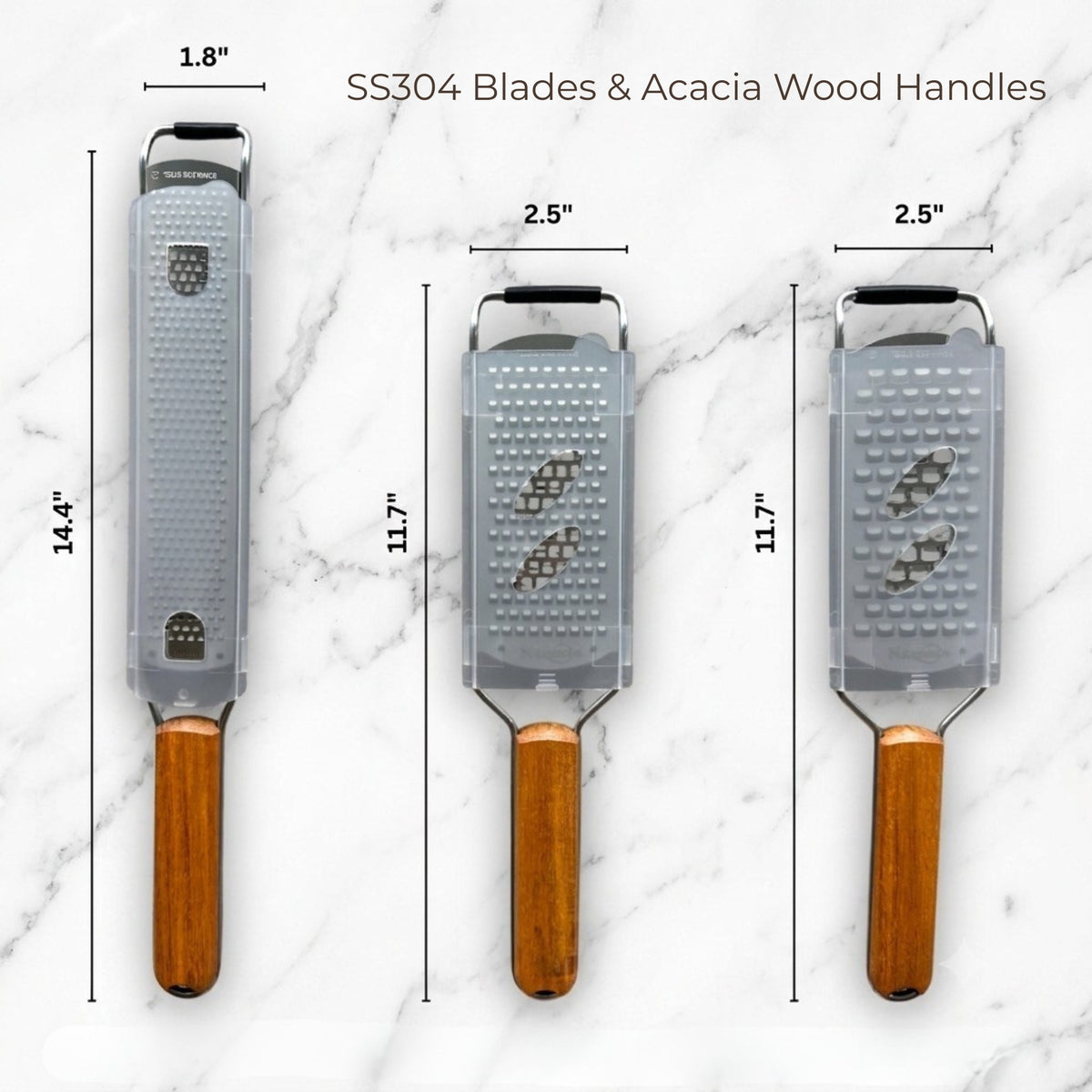 3-Piece Acacia Wood Grater & Zester Set