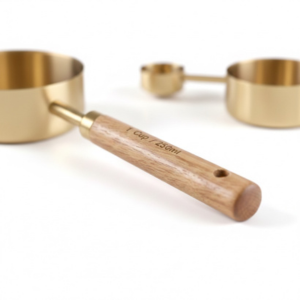 Acacia Wood & Gold Measuring Set (9-Piece)