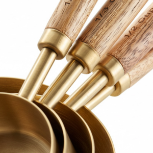 Acacia Wood & Gold Measuring Set (9-Piece)