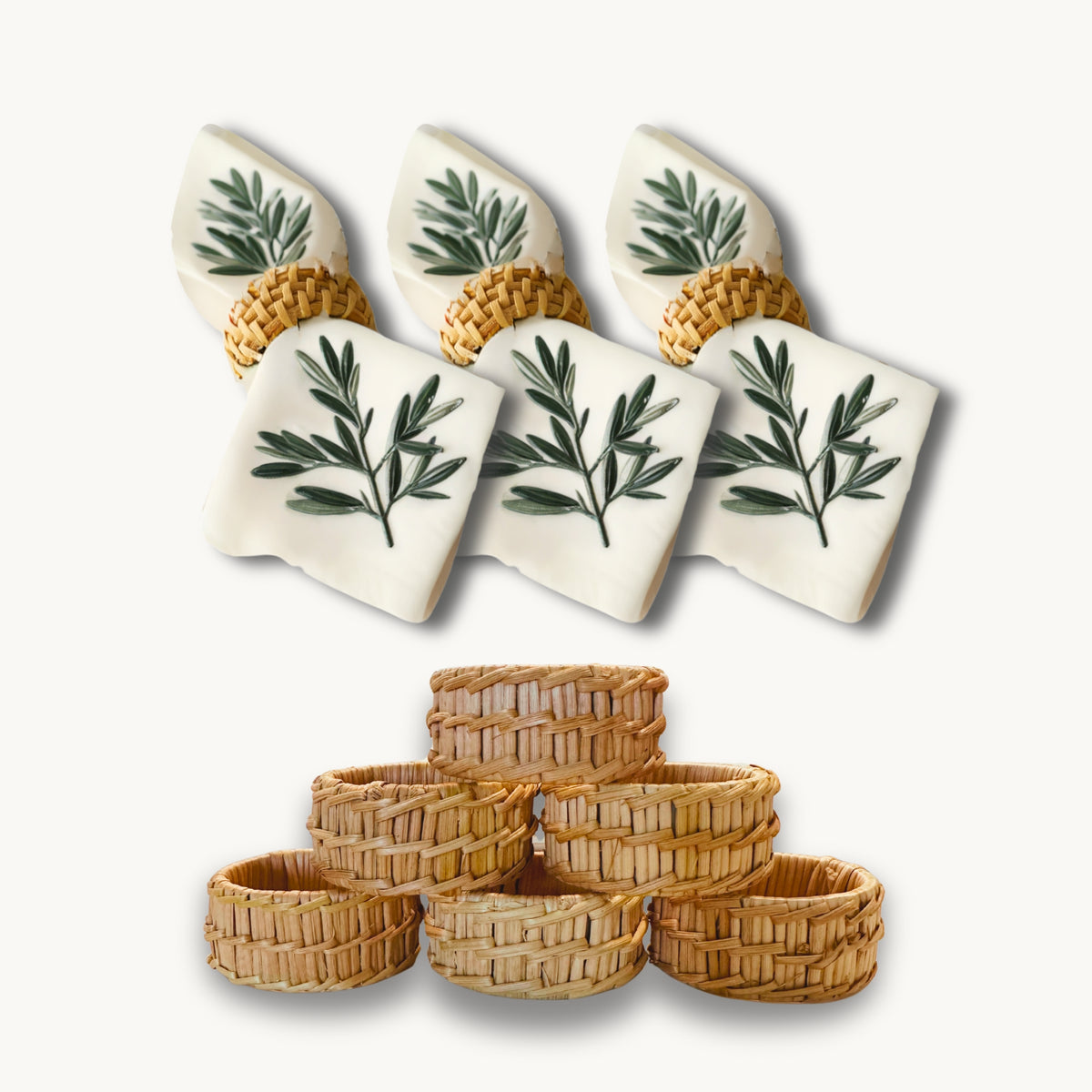 Handwoven Rattan Napkin Rings (Set of 6)