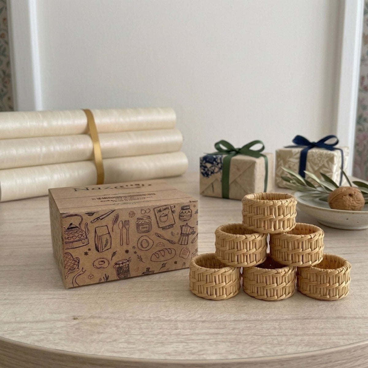 Handwoven Rattan Napkin Rings (Set of 6)
