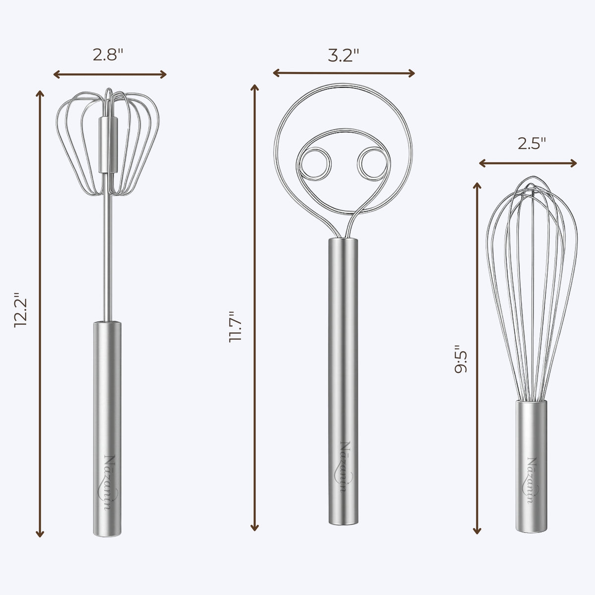 3-Piece Stainless Steel Whisk Set