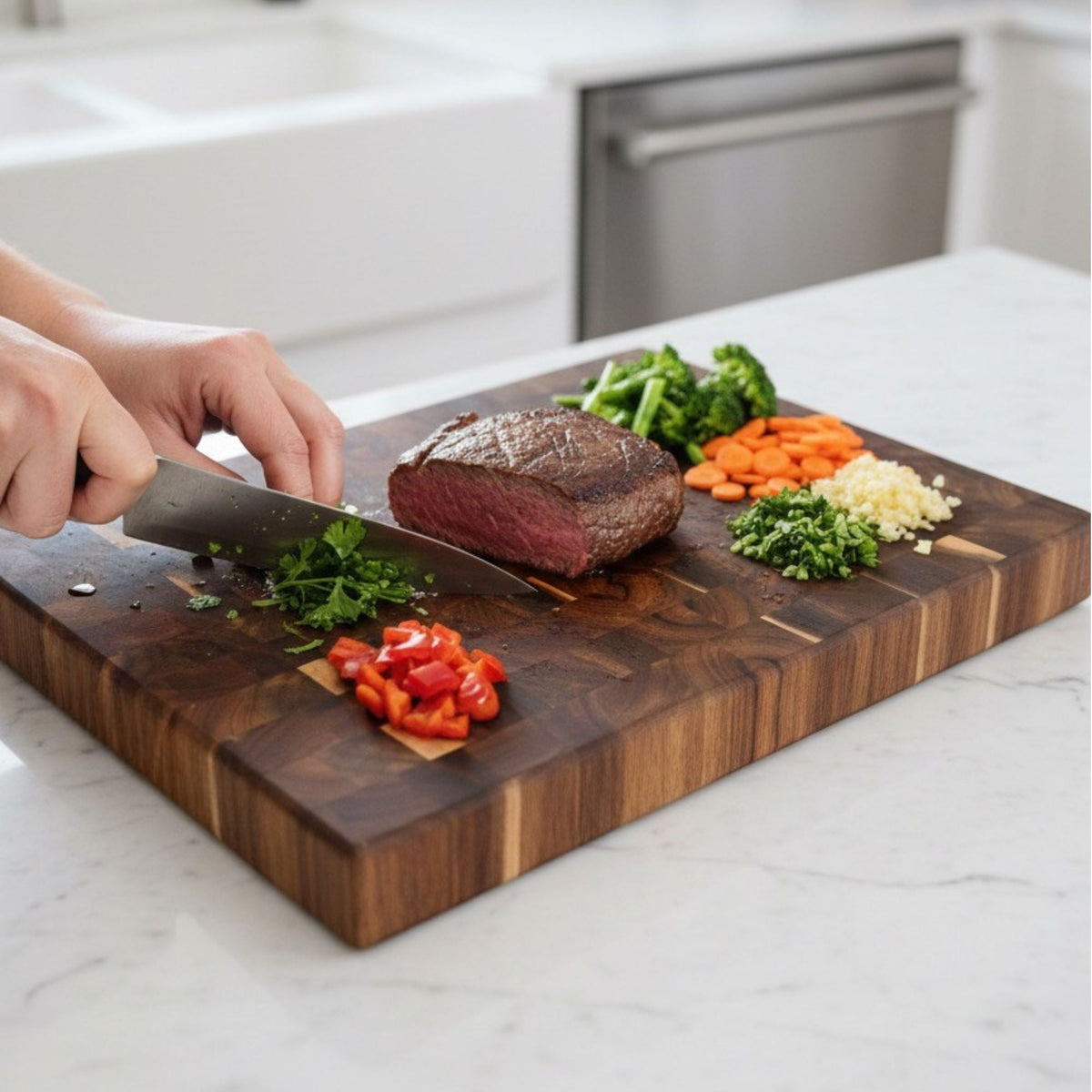 Reversible End-Grain Acacia Cutting & Serving Board