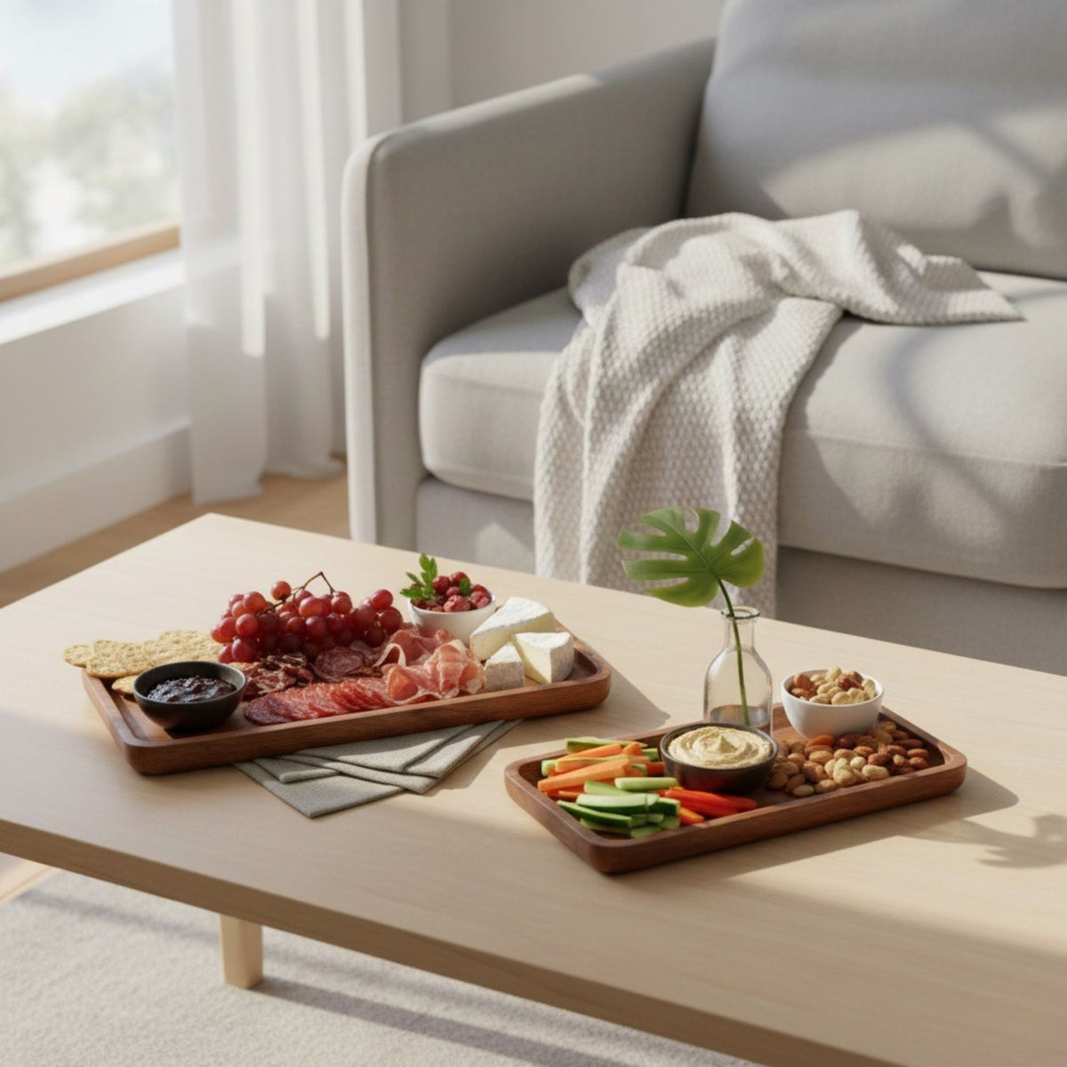 Acacia Wood Mini Serving & Valet Trays – Set of 2